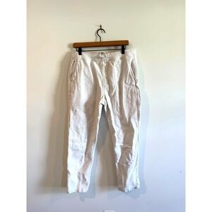 Body & Soul Textured Cotton Pants Womens Large White Ankle Casual 32x27